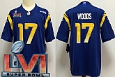 Nike Rams Men & Women & Youth 17 Robert Woods Limited Blue 2022 Super Bowl LVI Bound Vapor Jersey,baseball caps,new era cap wholesale,wholesale hats